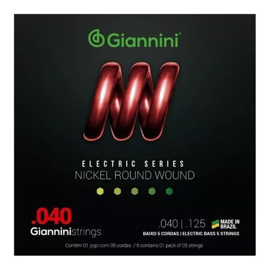 Encordoamento Giannini GEEBRL5 040 para contrabaixo de 5 cordas Encordoamento Giannini GEEBRL5 040 para contrabaixo de 5 cordas