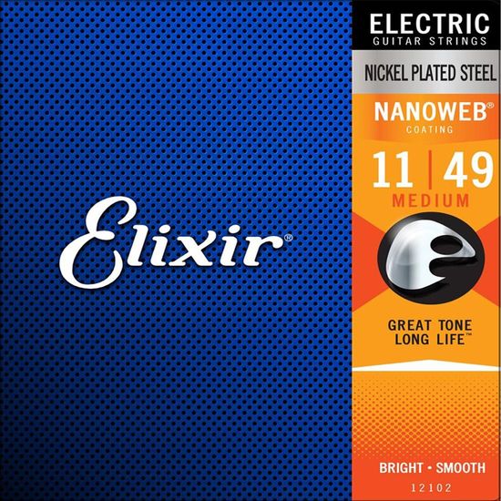 Encordoamento Guitarra Elixir 12102 .011-.049 Nanoweb Medium
