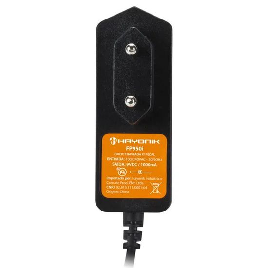 Fonte Chaveada p/ 4 Pedais 9VDC 1A 9W P4 C- CFP950I Preto HAYONIK Fonte Chaveada p/ 4 Pedais 9VDC 1A 9W P4 C- CFP950I Preto HAYONIK