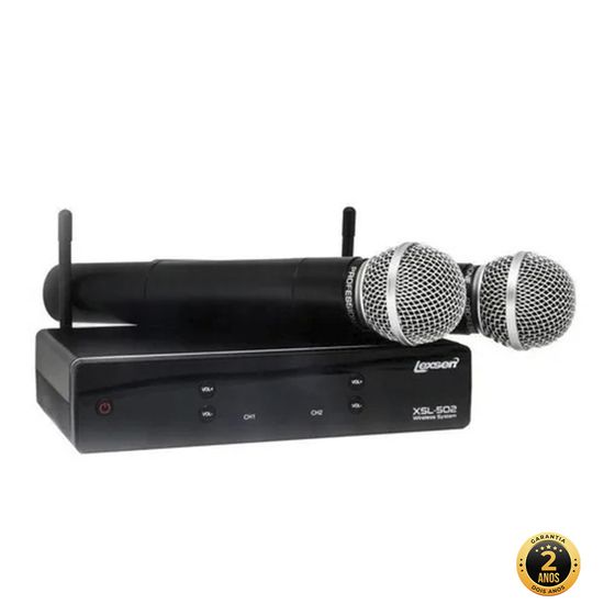 Microfone Uhf Com 2 Canais De Frequencia Fixa Xsl 502 Lexsen