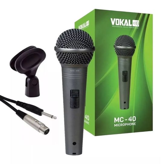 Microfone Vokal MC-40 Com Suporte, Bolsa e Cabo