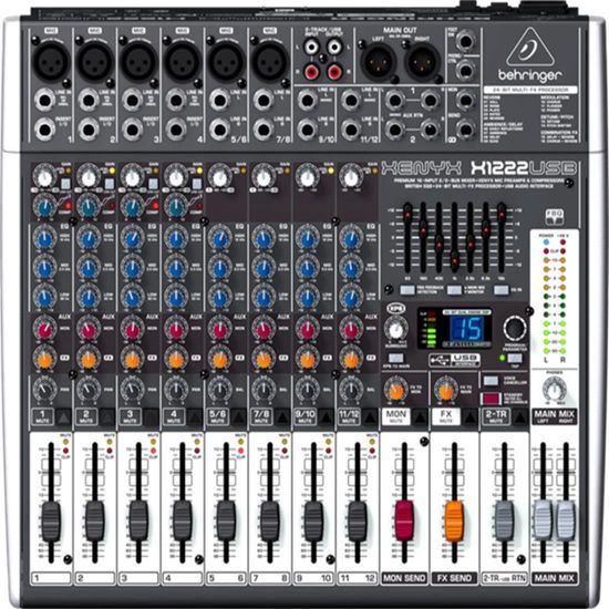 Mesa de áudio Behringer XENYX X1222 com USB 12 canais Analógica