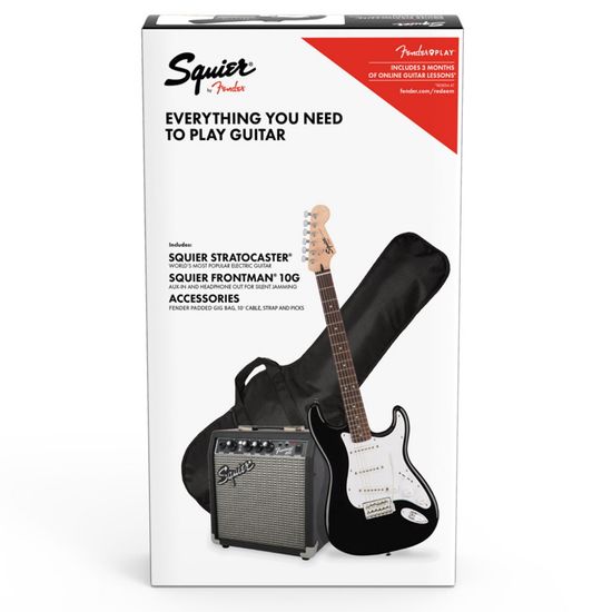 Kit Guitarra Fender Stratocaster Com Amplificador Capa e Correia 037-1823-006 Preto