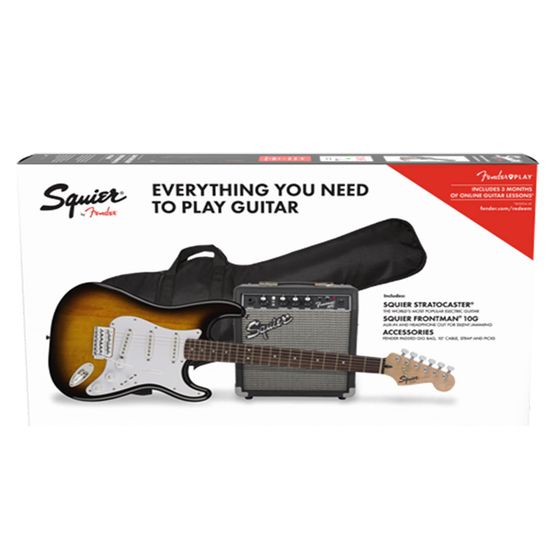 Kit Guitarra Fender Squier Stratocaster Com Amplificador Capa e Correia 037-1823-006 Sunburst