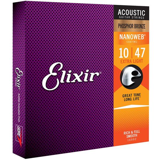 Encordoamento Violão Elixir 16002 .010-.047 Nanoweb Extra Light Encordoamento Violão Elixir 16002 .010-.047 Nanoweb Extra Light