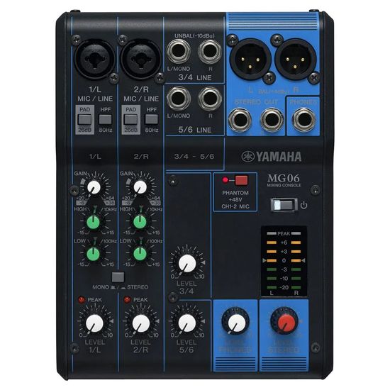 Mesa de Som 06 Canais Yamaha Mg06 Bivolt Com Fonte
