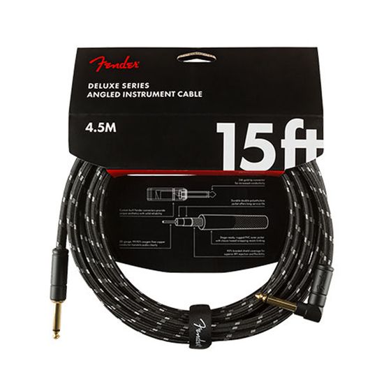 Cabo P10xP10 em L (90°) 4,5 metros Fender Deluxe Series Tweed Preto