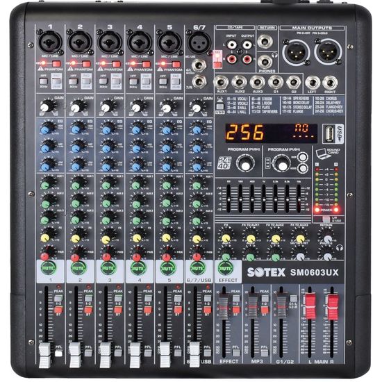 Mesa de Som Sotex 6 canais SM0603UX