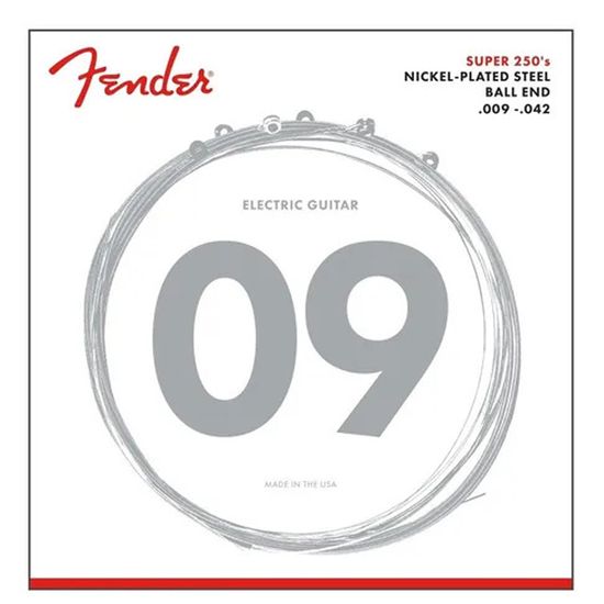 Encordoamento para Guitarra Aço .009 .042 Fender 250L Niquelado 9 42 Encordoamento para Guitarra Aço .009 .042 Fender 250L Niquelado 9 42