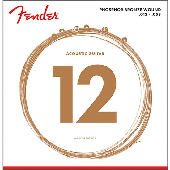 Encordoamento para Violão Aço .012 .053 Fender Tensão Leve Bronze Fosforoso 60L