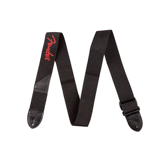 Correia para Guitarra Violão Fender Nylon Poly Strap Preta Logo Vermelha
