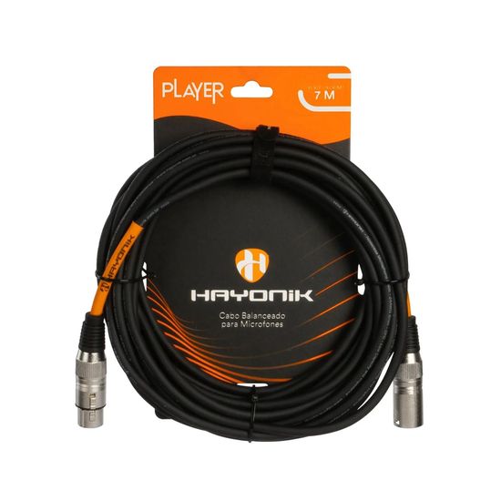 Cabo Para Microfone Player Hayonik XLR(F) x XLR(M) 7 metros