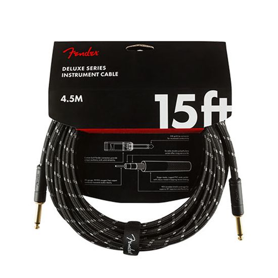 Cabo P10xP10 Reto 4,5 metros Fender Deluxe Series Tweed Preto Cabo P10xP10 Reto 4,5 metros Fender Deluxe Series Tweed Preto