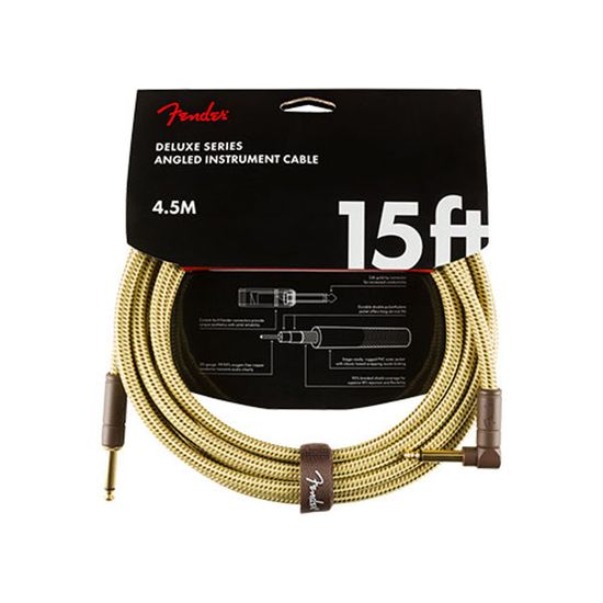 Cabo P10xP10 em L (90°) 4,5 metros Fender Deluxe Series Tweed Amarelo Cabo P10xP10 em L (90°) 4,5 metros Fender Deluxe Series Tweed Amarelo
