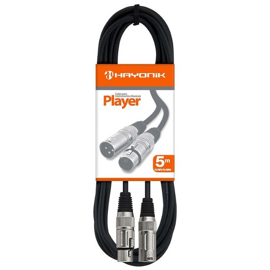 Cabo Para Microfone Hayonik XLR (F) X XLR (M) 5 Metros Preto