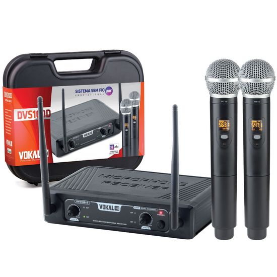 Microfone Sem Fio Profissional Duplo Vokal Dvs100dm Microfone Sem Fio Profissional Duplo Vokal Dvs100dm