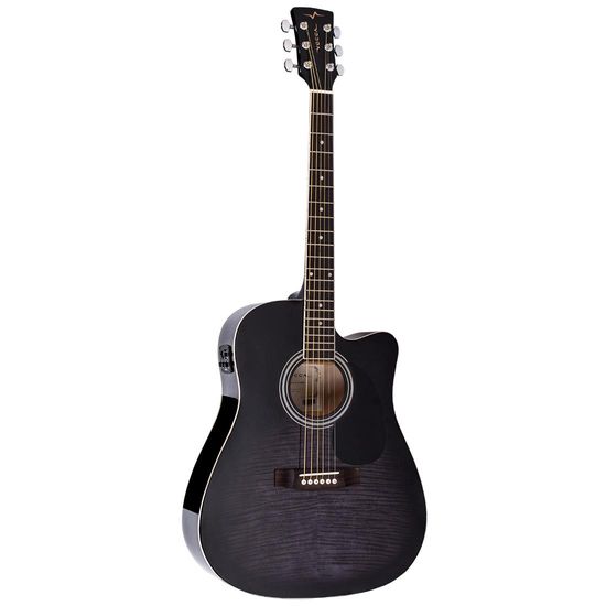 Violão Elétrico Aço Vogga Folk VCK370 BMF Black Maple Flamed Violão Elétrico Aço Vogga Folk VCK370 BMF Black Maple Flamed