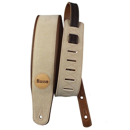 Correia Basso CLA 01 Bege Suede Camurça Para Guitarra Violão Baixo