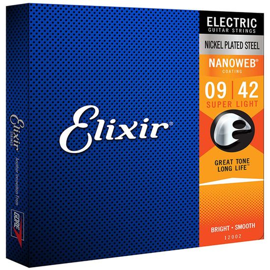 Encordoamento Guitarra Elixir 12002 .009-.042 Nanoweb Super Light