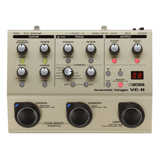 Pedal Para Voz e Violão Acoustic Singer Loop Efeitos Boss VE-8