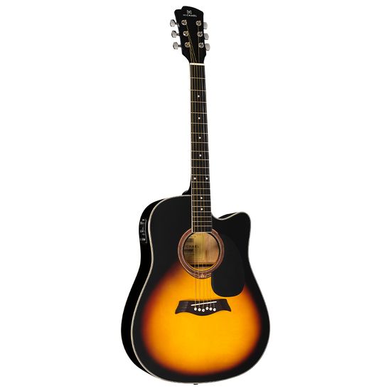 Violão Elétrico Michael Folk Cutaway VMF361 SM Cordas de Aço Sunburst Mate Violão Elétrico Michael Folk Cutaway VMF361 SM Cordas de Aço Sunburst Mate