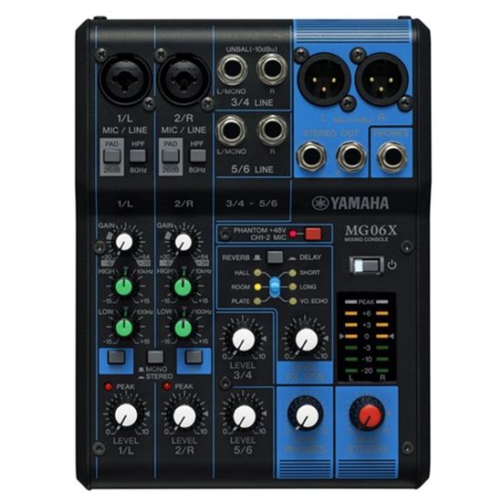 Mesa de Som 06 Canais Yamaha Mg06x Bivolt Com Fonte