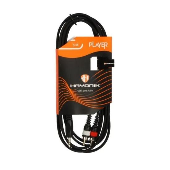 Cabo de Áudio Player Hayonik P2 x RCA 3 metros Cabo de Áudio Player Hayonik P2 x RCA 3 metros