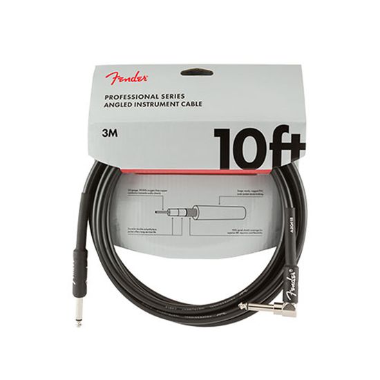 Cabo P10xP10 em L (90°) 3 metros Fender Professional Series Preto