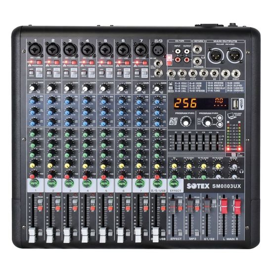 Mesa de Som Sotex SM0803UX 8 Canais Bivolt