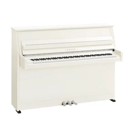 Piano Acústico Vertical Yamaha B10 PWHC Cor Branco Polido Cromado
