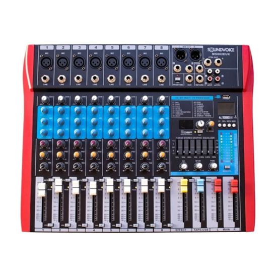 Mesa De Som Mixer 8 Canais  Soundvoice Ms-802 Eux Gravação USB Bluetooth