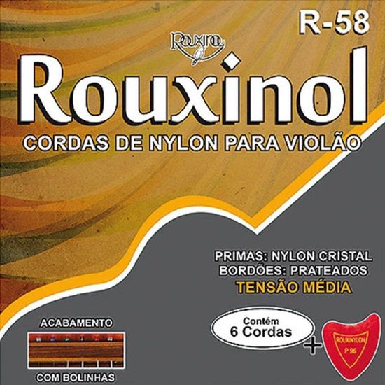 Encordoamento Violão Rouxinol R-58 Nylon Cristal - Tensão Média